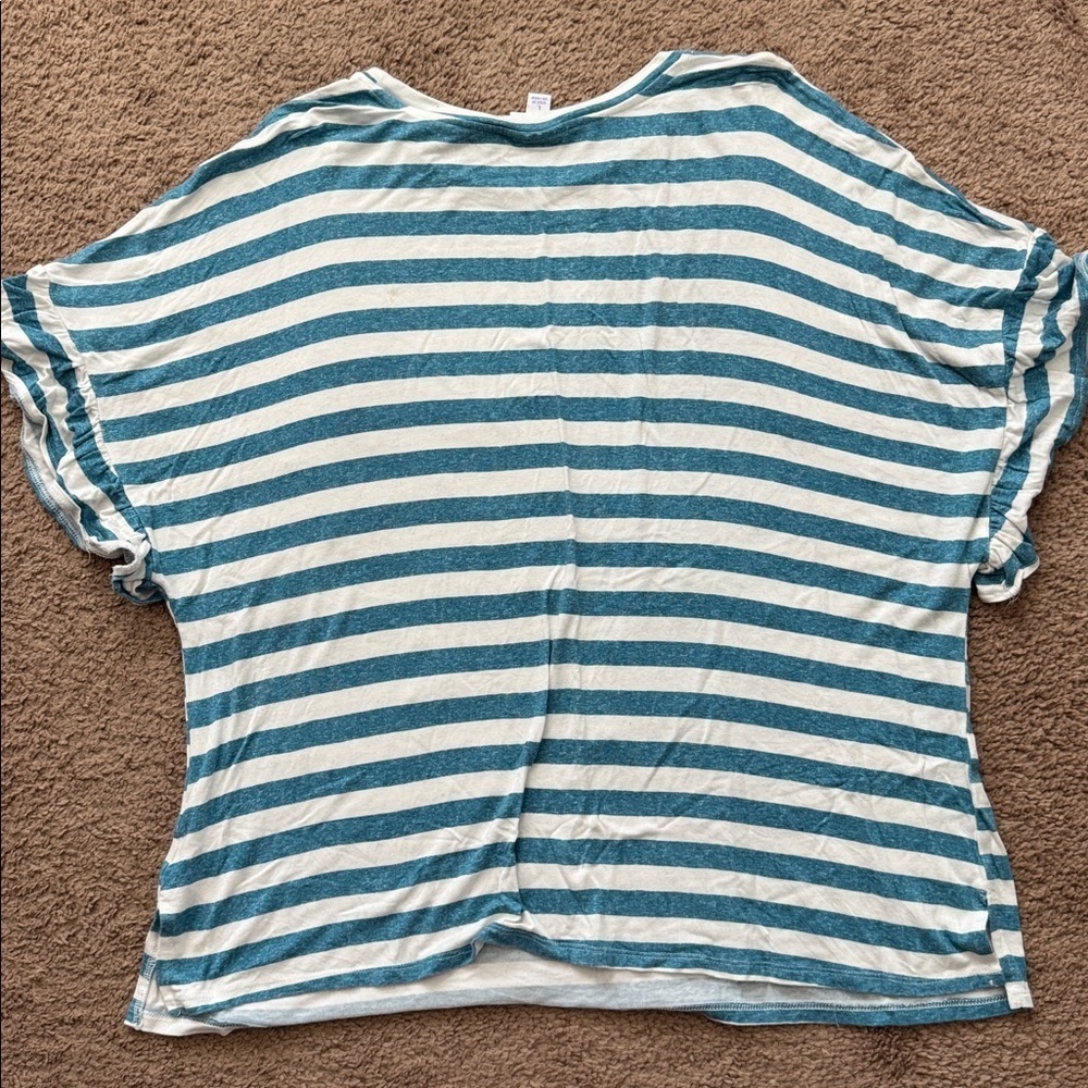 LuLaRoe Teal and White Striped Top - Picture 3 of 4